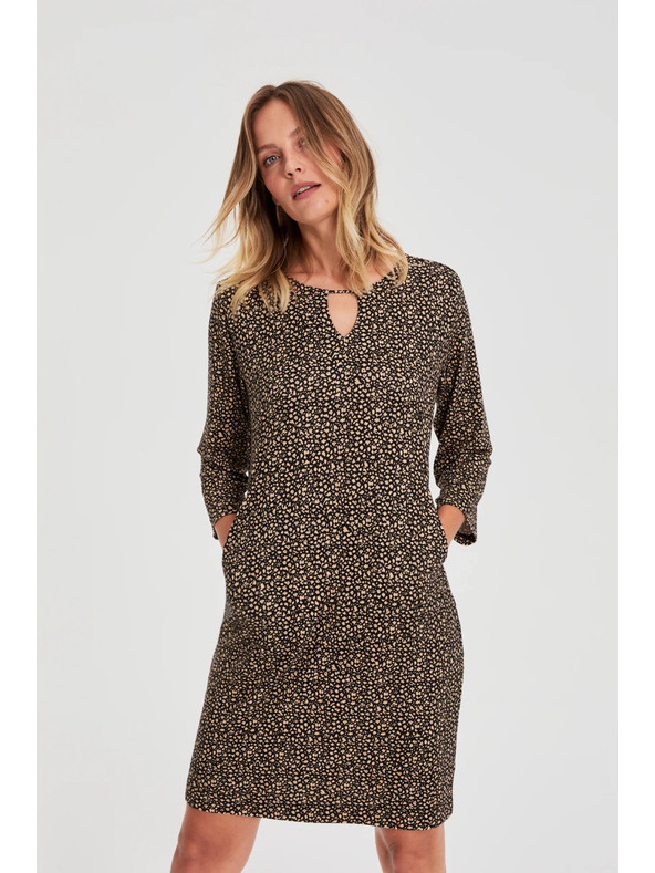 Moodo Černé šaty s jemným vzorem Moodo