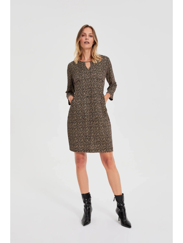 Moodo Černé šaty s jemným vzorem Moodo