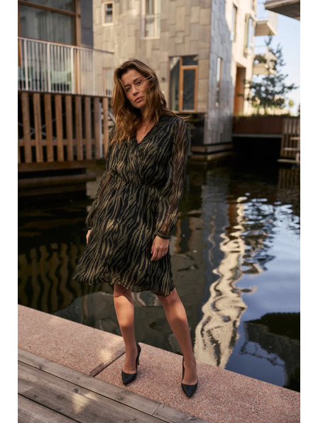 Moodo Olivové šaty se zvířecím vzorem Moodo