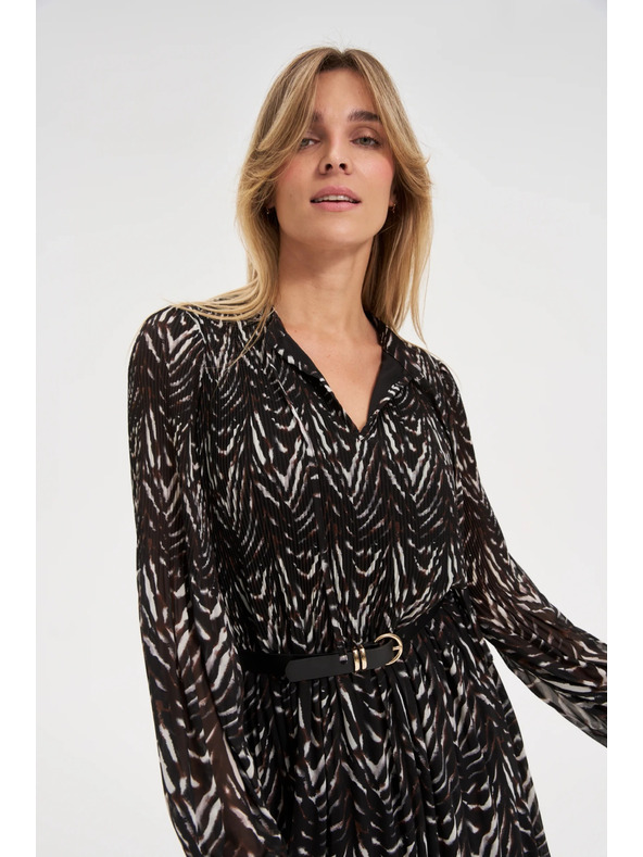 Moodo Hnědé šaty s páskem Moodo