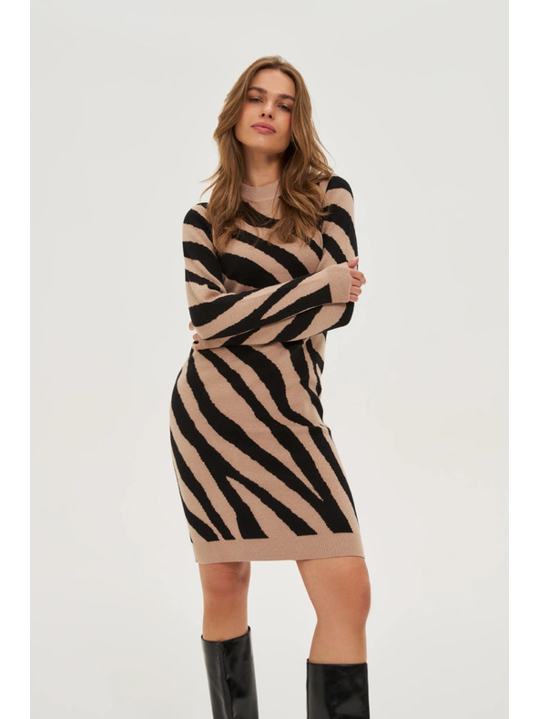 Moodo Přiléhavé béžové šaty Moodo