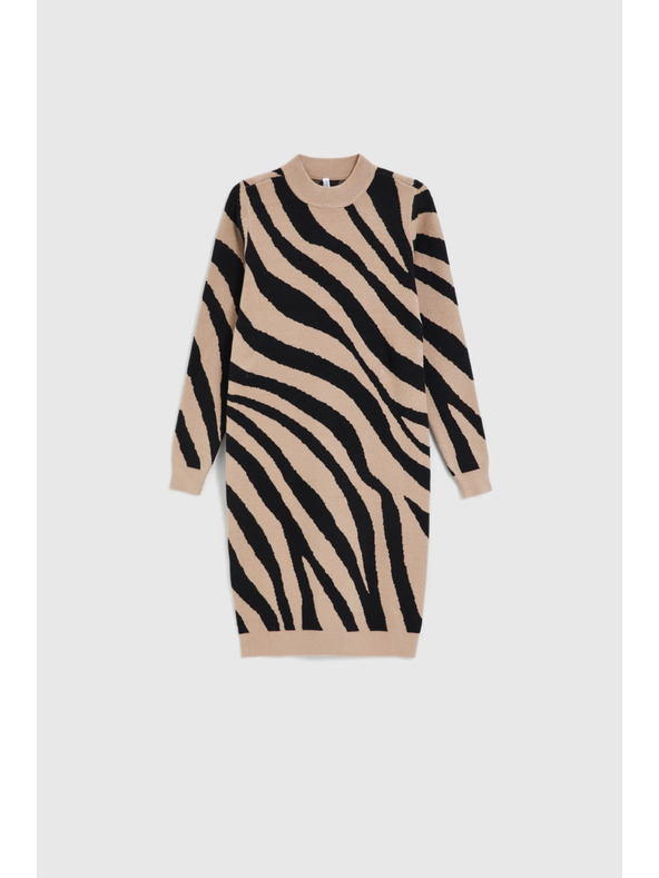 Moodo Přiléhavé béžové šaty Moodo