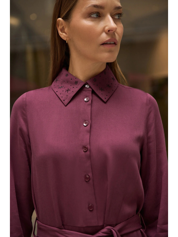 Moodo Vínové košilové šaty Moodo