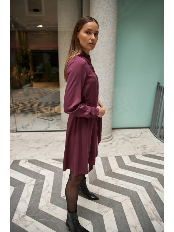 Moodo Vínové košilové šaty Moodo