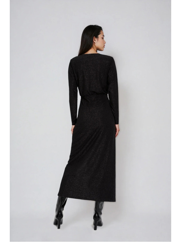 Moodo Černé maxi šaty s rozparkem Moodo