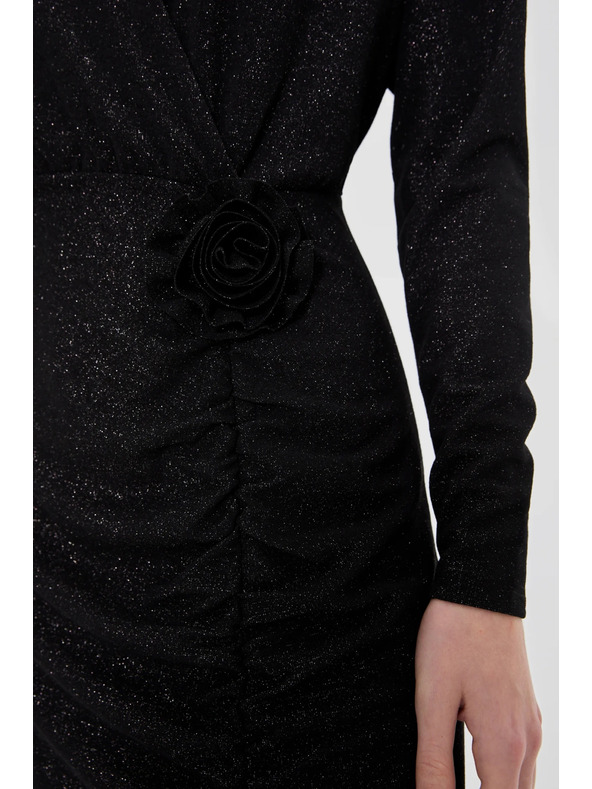 Moodo Černé maxi šaty s rozparkem Moodo