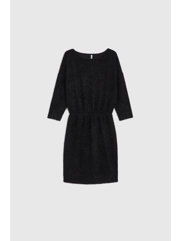 Moodo Černé šaty zdobené třpytivou nitkou Moodo