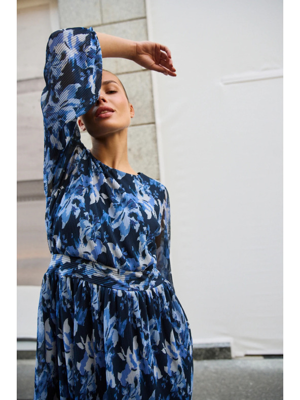 Moodo Plisované šaty tmavě modré Moodo