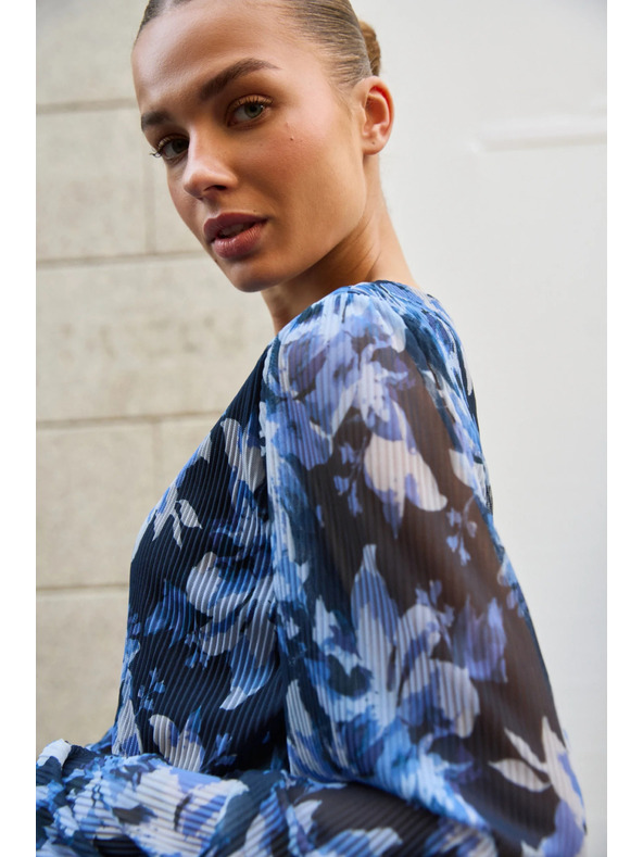 Moodo Plisované šaty tmavě modré Moodo