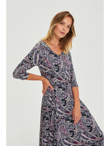 Moodo Tmavě modré šaty se vzorem paisley Moodo