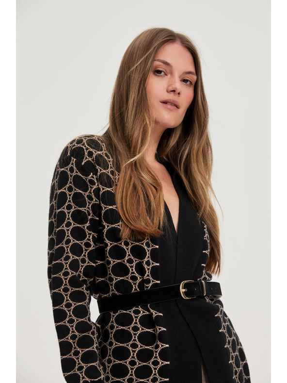 Moodo Černý kardigan s geometrickým vzorem Moodo