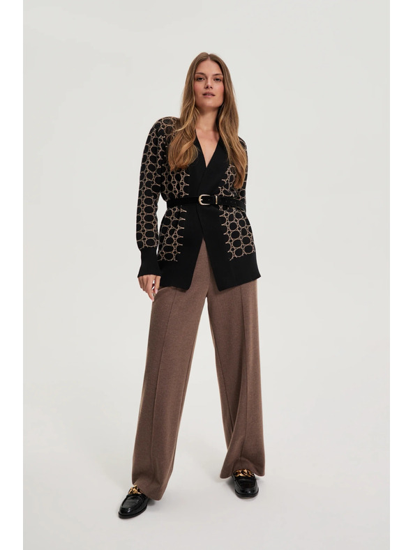 Moodo Černý kardigan s geometrickým vzorem Moodo