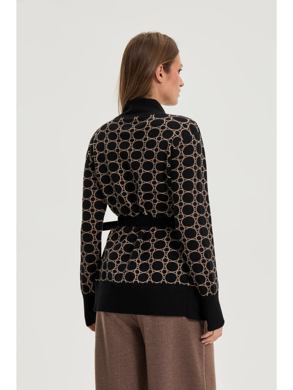 Moodo Černý kardigan s geometrickým vzorem Moodo