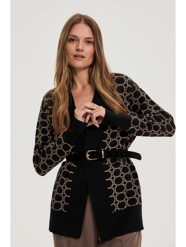 Moodo Černý kardigan s geometrickým vzorem Moodo