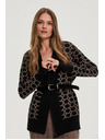 Moodo Černý kardigan s geometrickým vzorem Moodo