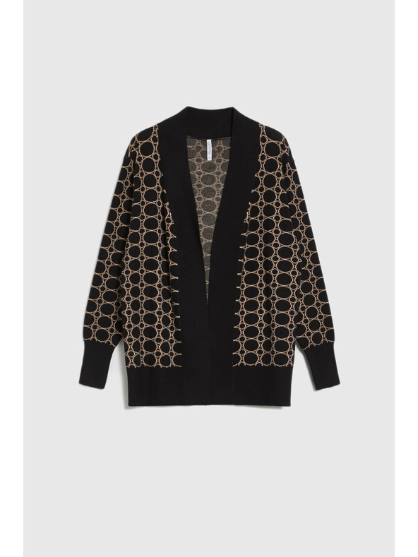 Moodo Černý kardigan s geometrickým vzorem Moodo