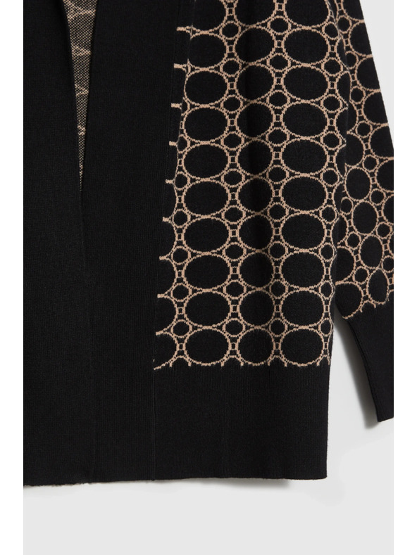 Moodo Černý kardigan s geometrickým vzorem Moodo