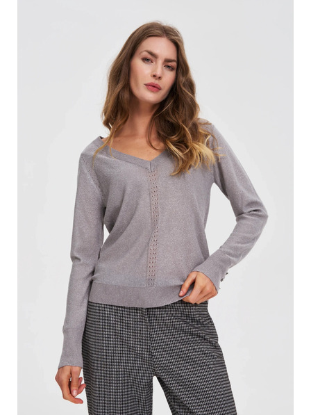 Moodo Šedý svetr s metalickým vláknem Moodo