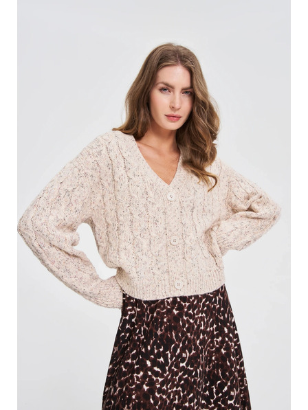 Moodo Béžový kardigan s ozdobným pletencem Moodo