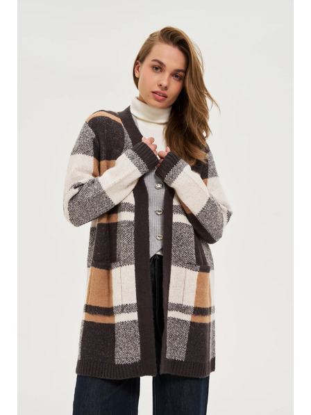 Moodo Béžový károvaný kardigan Moodo