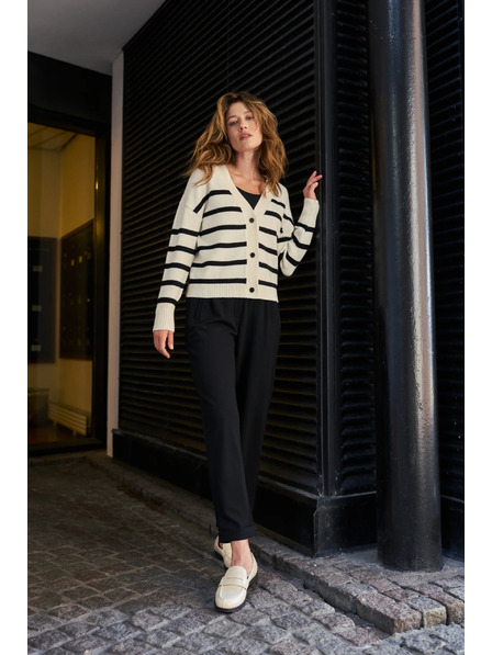 Moodo Pruhovaný kardigan ecru Moodo