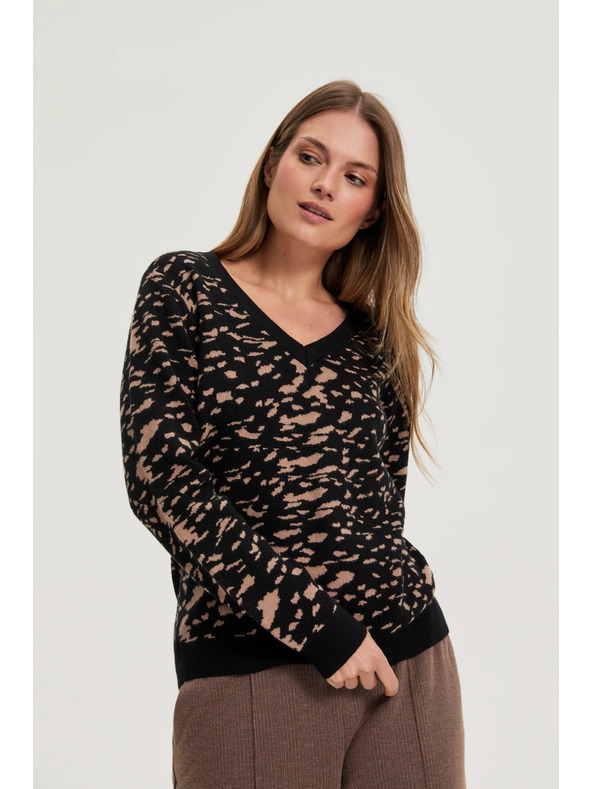 Moodo Svetr jednoduchého střihu černý Moodo