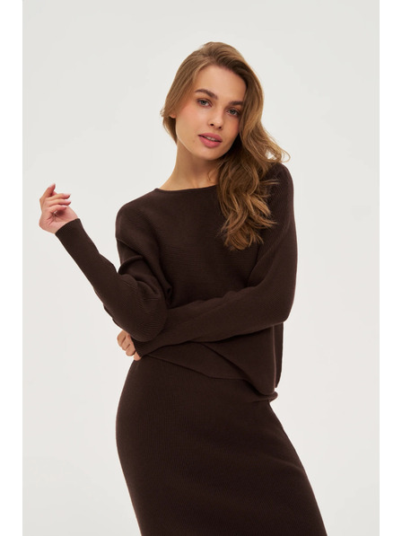 Moodo Žebrovaný svetr hnědý Moodo