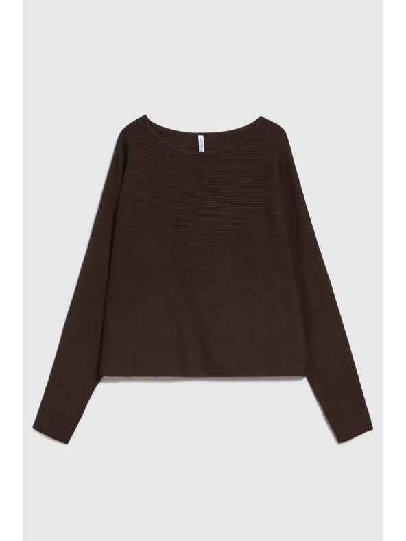Moodo Žebrovaný svetr hnědý Moodo