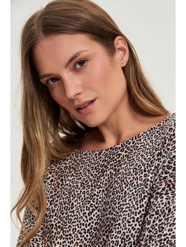 Moodo Svetr s leopardím vzorem béžový Moodo