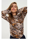 Moodo Béžový svetr s rostlinným vzorem Moodo