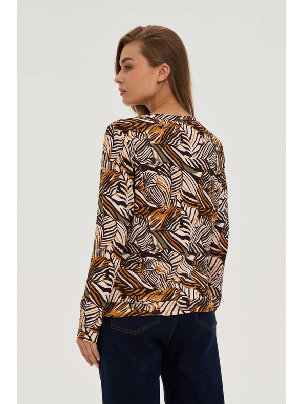 Moodo Béžový svetr s rostlinným vzorem Moodo