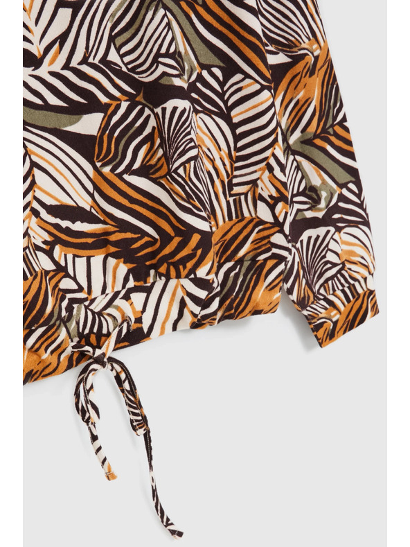 Moodo Béžový svetr s rostlinným vzorem Moodo