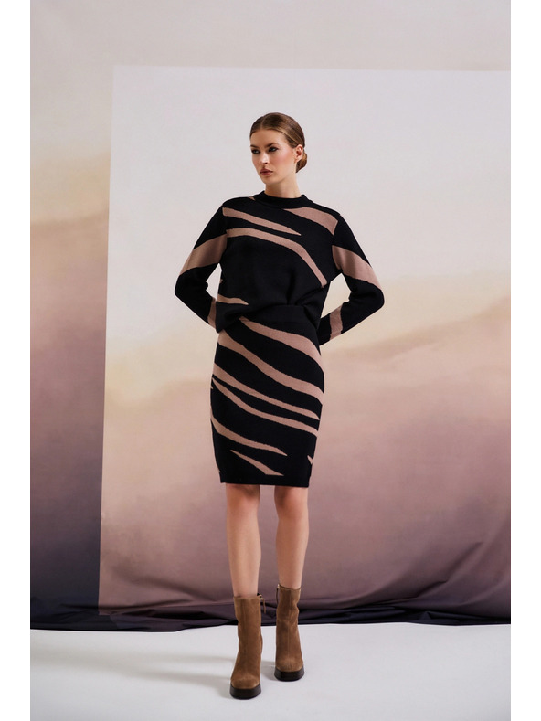 Moodo Černý svetr se zvířecím vzorem Moodo