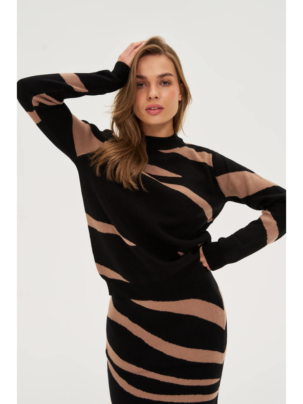 Moodo Černý svetr se zvířecím vzorem Moodo