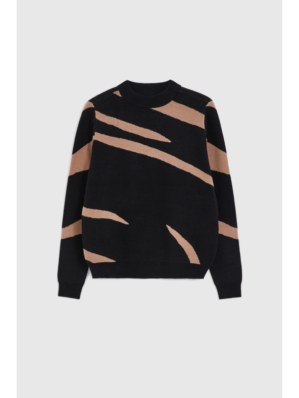 Moodo Černý svetr se zvířecím vzorem Moodo