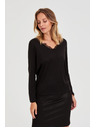 Moodo Svetr s krajkovým výstřihem černý Moodo