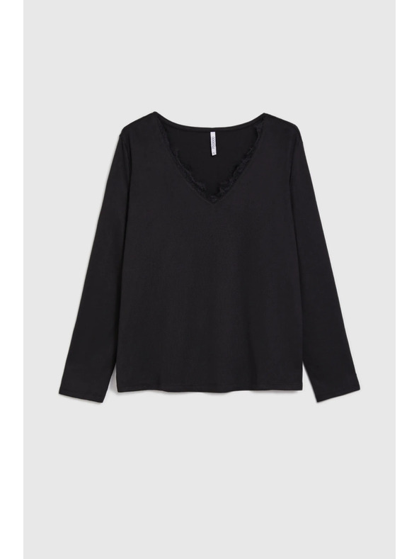 Moodo Svetr s krajkovým výstřihem černý Moodo