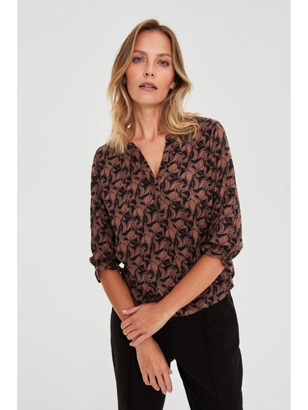 Moodo Hnědý svetr s krátkými rukávy Moodo