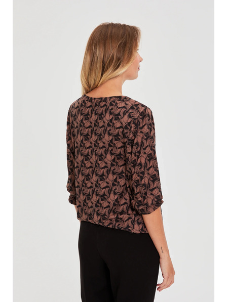 Moodo Hnědý svetr s krátkými rukávy Moodo