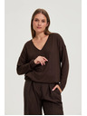 Moodo Svetr s výstřihem do V hnědý Moodo