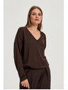 Moodo Svetr s výstřihem do V hnědý Moodo
