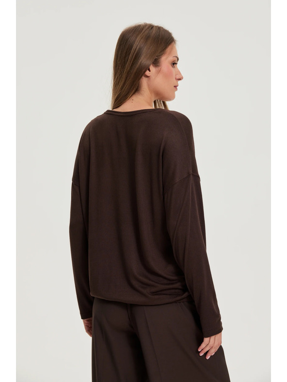 Moodo Svetr s výstřihem do V hnědý Moodo