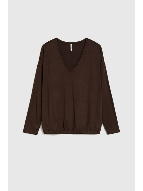 Moodo Svetr s výstřihem do V hnědý Moodo