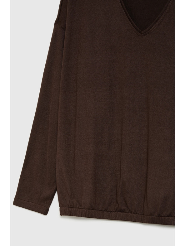 Moodo Svetr s výstřihem do V hnědý Moodo