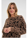 Moodo Svetr s leopardím vzorem hnědý Moodo