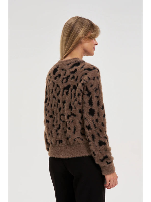 Moodo Svetr s leopardím vzorem hnědý Moodo