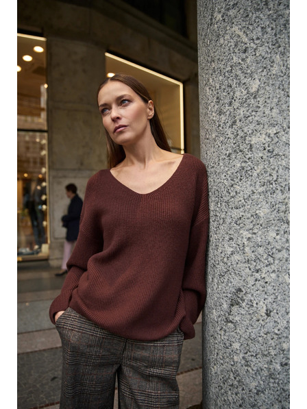 Moodo Svetr jednoduchého střihu hnědý Moodo