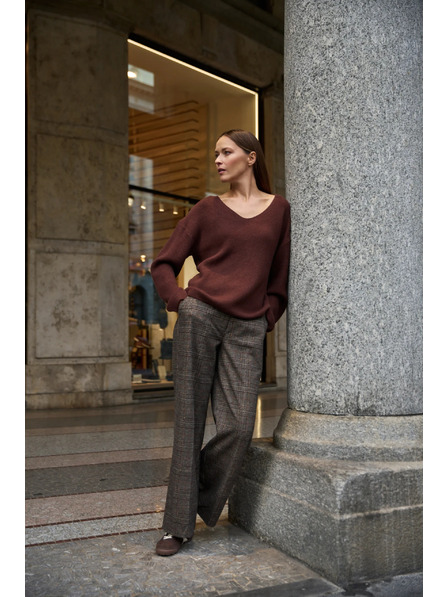 Moodo Svetr jednoduchého střihu hnědý Moodo