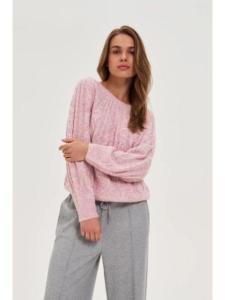 Moodo Svetr s ozdobným pletencem růžový Moodo
