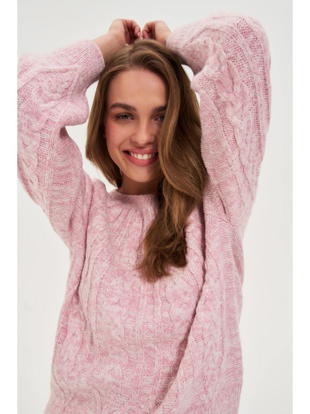 Moodo Svetr s ozdobným pletencem růžový Moodo